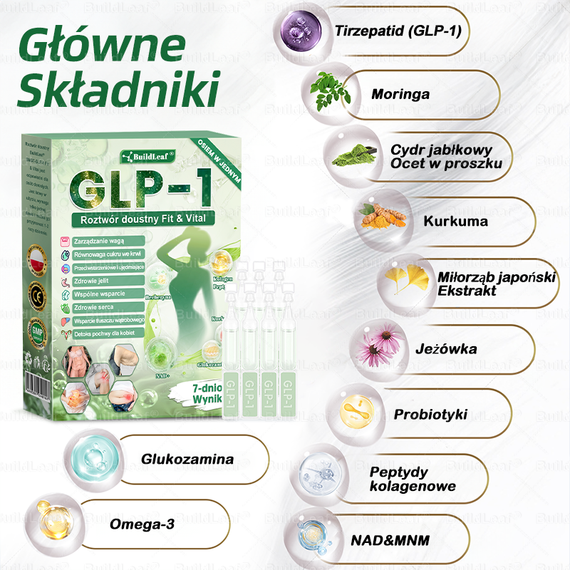 Oficjalny sklep Polska | ☘️BuildLeaf® GLP-1 8-w-1 Fit & Vital Rozwiązanie (Jednorazowe dziennie, widoczne zmiany w ciągu 7 dni) ✅ Otyłość, zdrowie sercowo-naczyniowe, cukrzyca, bezdech senny, zdrowie jelit, problemy ze stawami i inne.