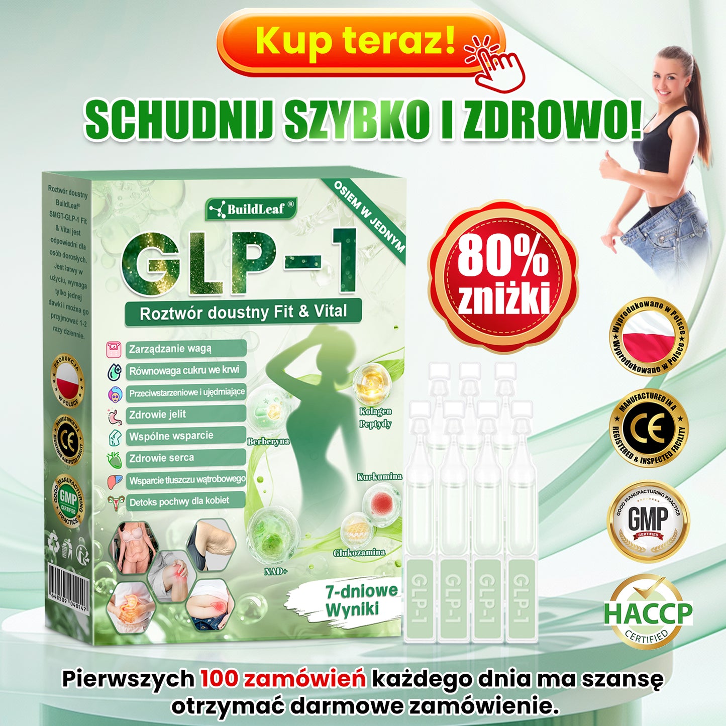 Oficjalny sklep Polska | ☘️BuildLeaf® GLP-1 8-w-1 Fit & Vital Rozwiązanie (Jednorazowe dziennie, widoczne zmiany w ciągu 7 dni) ✅ Otyłość, zdrowie sercowo-naczyniowe, cukrzyca, bezdech senny, zdrowie jelit, problemy ze stawami i inne.