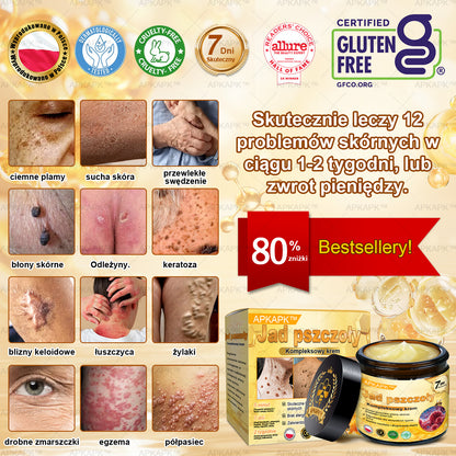 ΑPΚΑPK™ Jad Pszczoły Kompleksowy Krem🥇🥇pomaga w leczeniu problemów skórnych, takich jak: zmarszczki, blizny, plamy pigmentacyjne, rozstępy, trądzik, łuszczyca, egzema, zmiany skórne, podrażnienia, stany zapalne i inne problemy skórne🔥